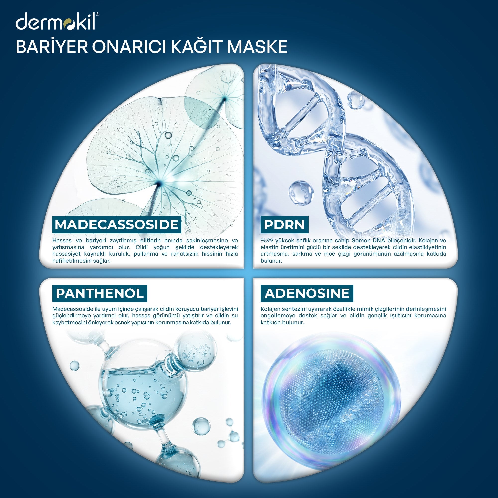 PDRN %99 Sodium DNA & Madecassoside Bariyer Onarıcı Kağıt Yüz Maskesi 25 g - Dermokil