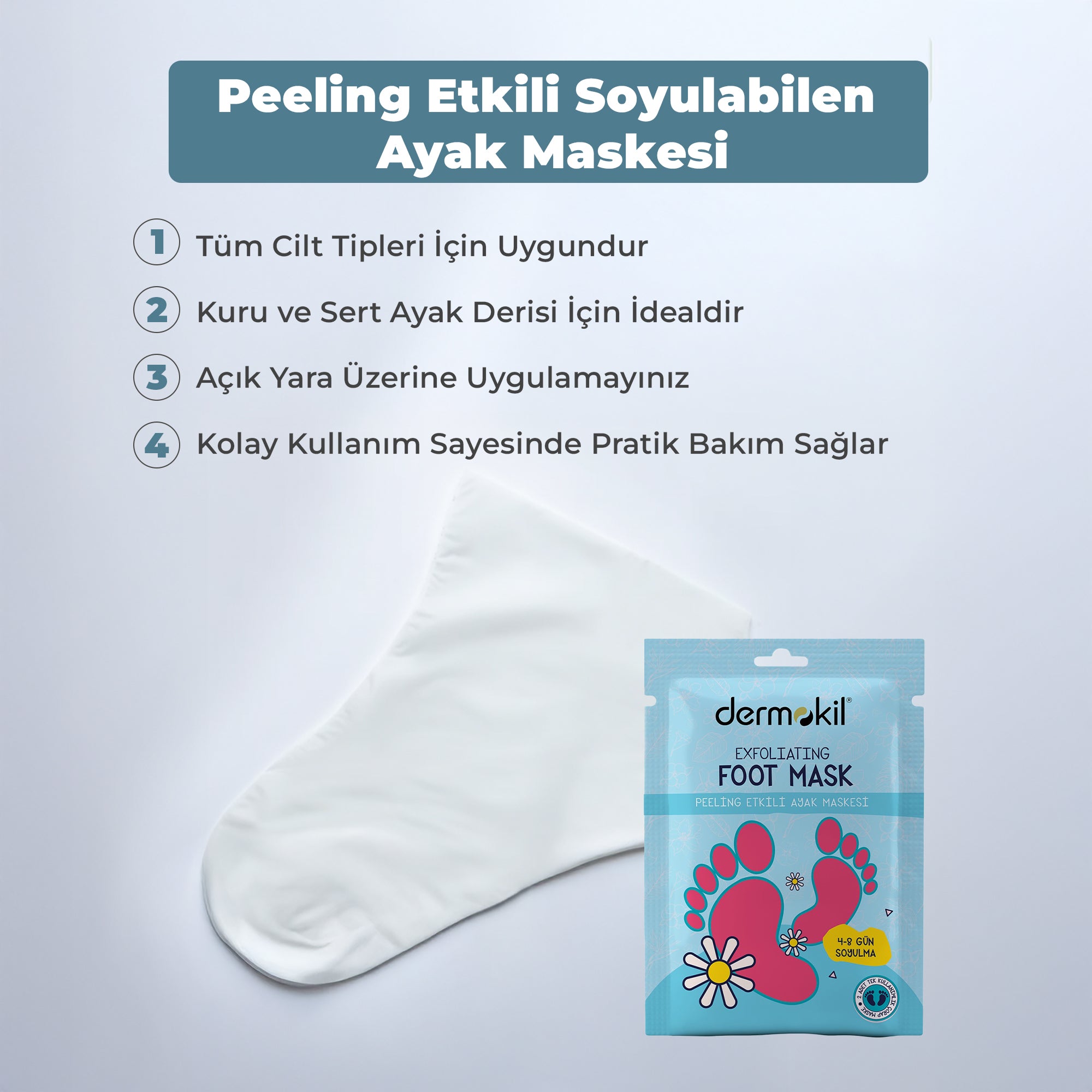 Peeling Etkili Soyulabilir Ayak Maskesi 30 ml - Dermokil