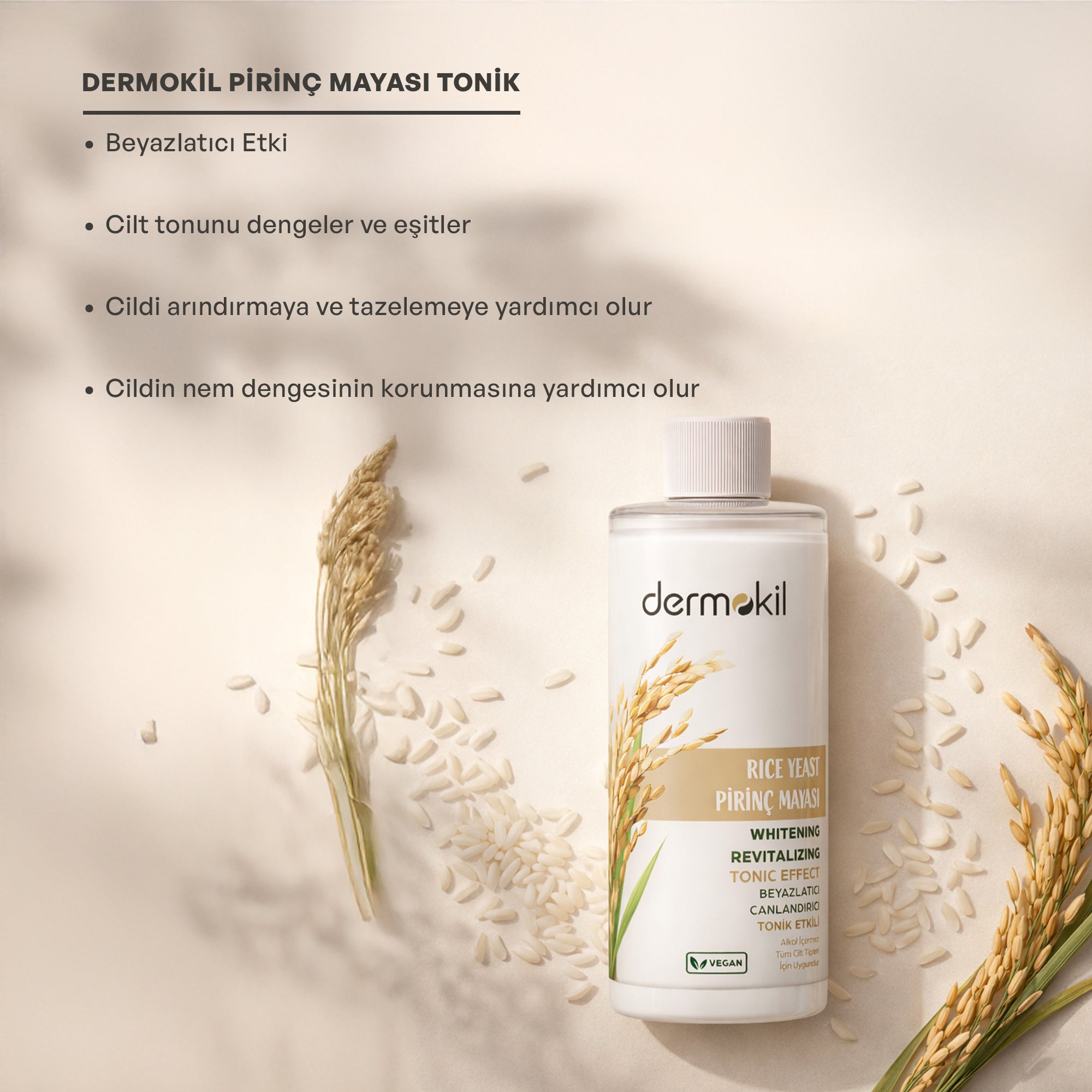 Pirinç mayası içerikli aydınlatıcı tonik ile cildi arındıran, cilt tonunu eşitleyen ve daha canlı, parlak ve dengeli bir cilt görünümü kazandırmaya yardımcı bakım ürünü