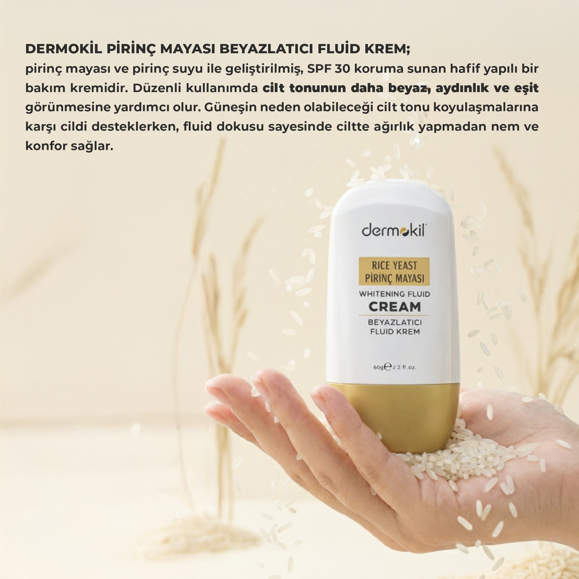 Rice Yeast Whitening Fluid Cream 30 SPF 60 g | Dermokil