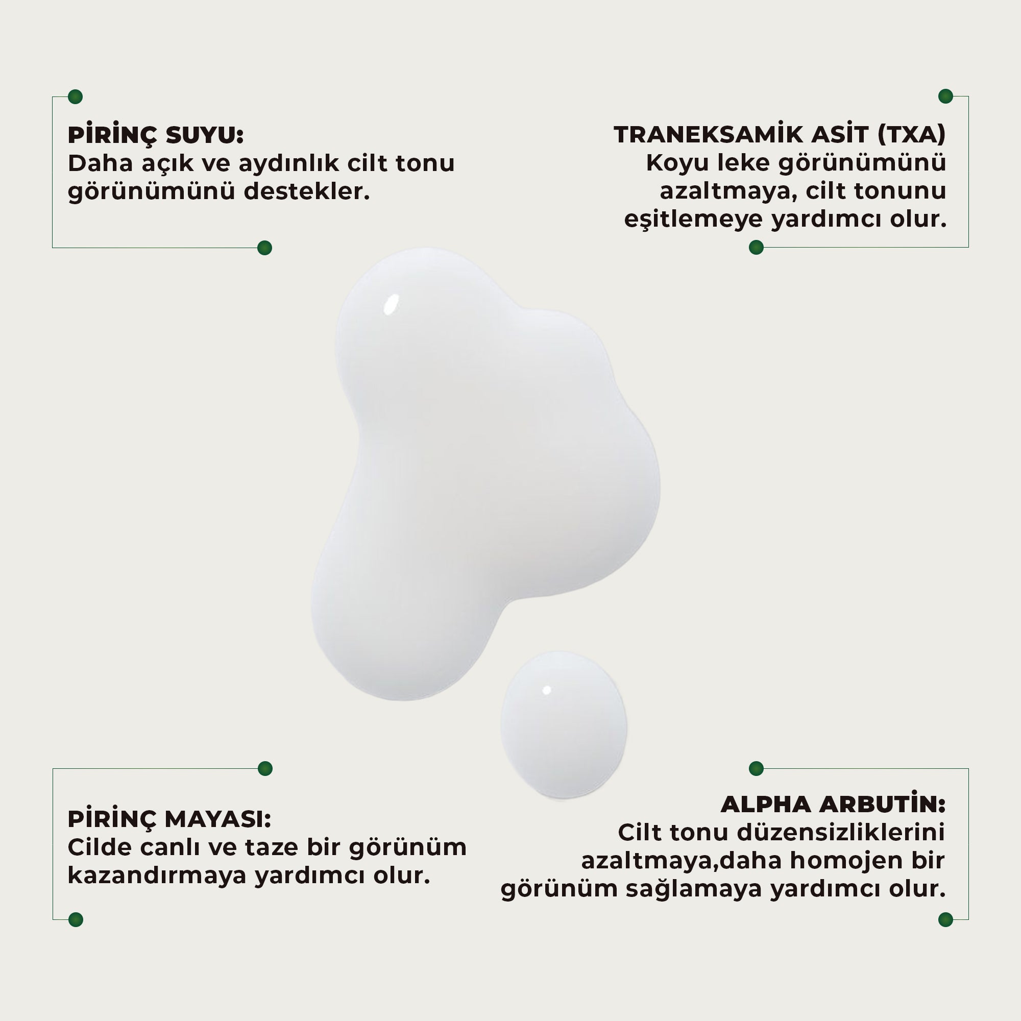 Pirinç mayası içeren beyazlatıcı SPF 30 fluid krem ile cilt tonunu eşitleyen, aydınlık görünüm kazandıran ve güneşin zararlı etkilerine karşı koruma sağlayan hafif yapılı yüz kremi