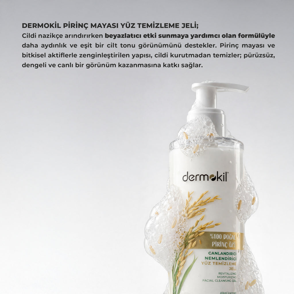 Beyazlatıcı Aydınlatıcı Pirinç Mayası Yüz Temizleme Jeli 200 ml - Dermokil