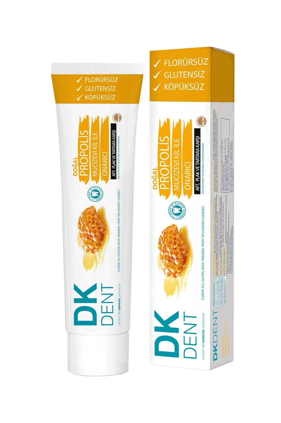 Propolis içeren florürsüz doğal diş macunu ile dişleri nazikçe temizleyen, ağız hijyenini destekleyen ve doğal içerikleriyle ferah nefes sağlayan etkili ağız bakım ürünü