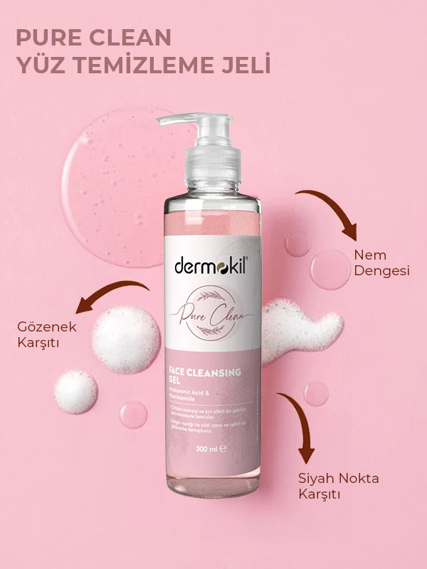 Pure Clean yüz temizleme jeli ile cildi nazikçe arındıran, kir ve yağı temizleyen ve daha temiz, ferah bir cilt görünümü kazandırmaya yardımcı olan bakım ürünü