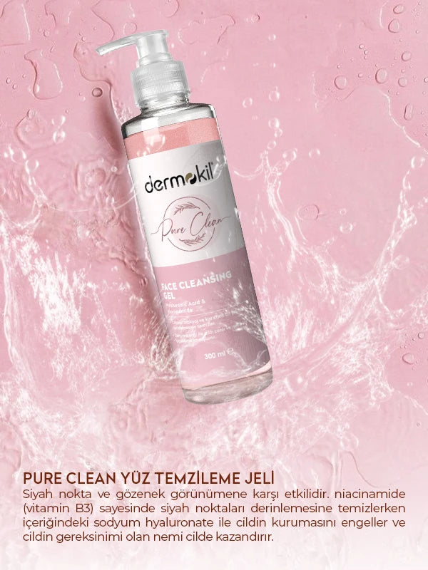 Pure Clean yüz temizleme jeli ile cildi nazikçe arındıran, kir ve yağı temizleyen ve daha temiz, ferah bir cilt görünümü kazandırmaya yardımcı olan bakım ürünü
