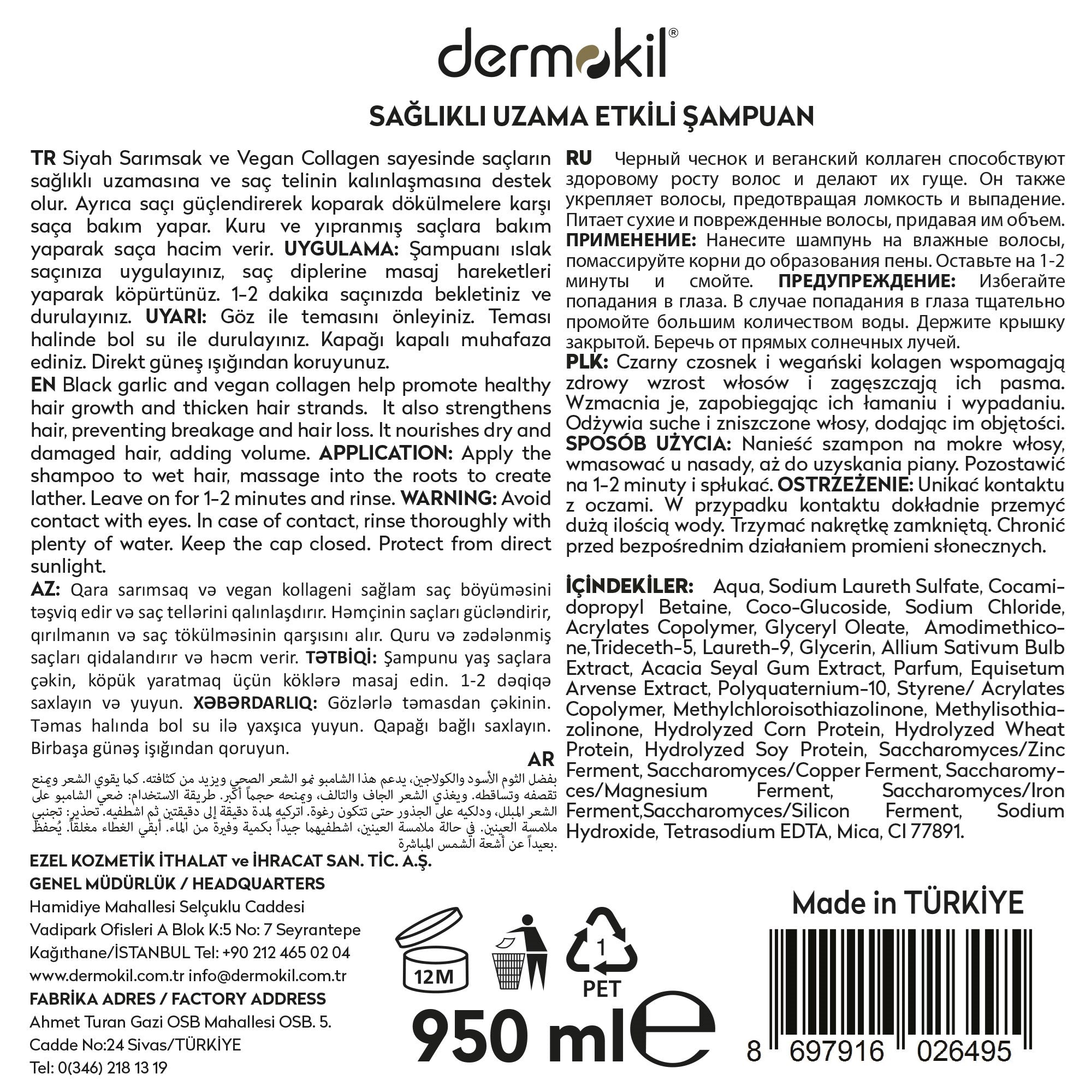 Sağlıklı Uzama Etkili Saç Bakım Seti - Dermokil