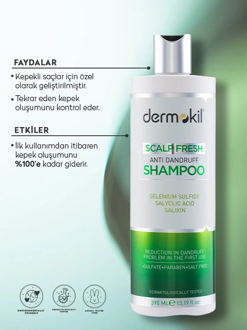 Kepeğe karşı etkili Scalp Fresh şampuan ile saç derisini arındıran, kepek oluşumunu azaltmaya yardımcı olan ve saçlara ferah, temiz ve sağlıklı bir görünüm kazandıran bakım ürünü