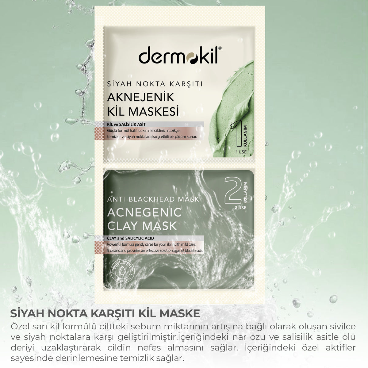 Akne ve Siyah Nokta Karşıtı Kil Maske 2 x 7.5 ml - Dermokil