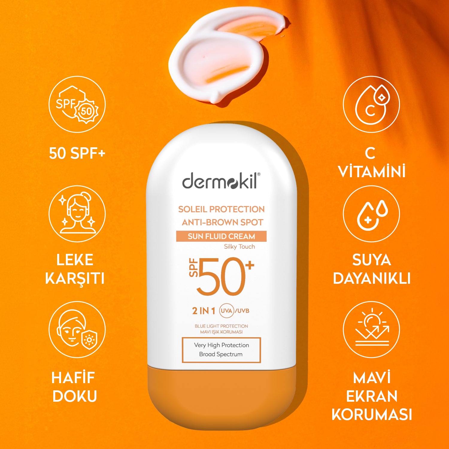 Leke Karşıtı SPF 50+ Fluid Güneş Koruyucu 60 g - Dermokil