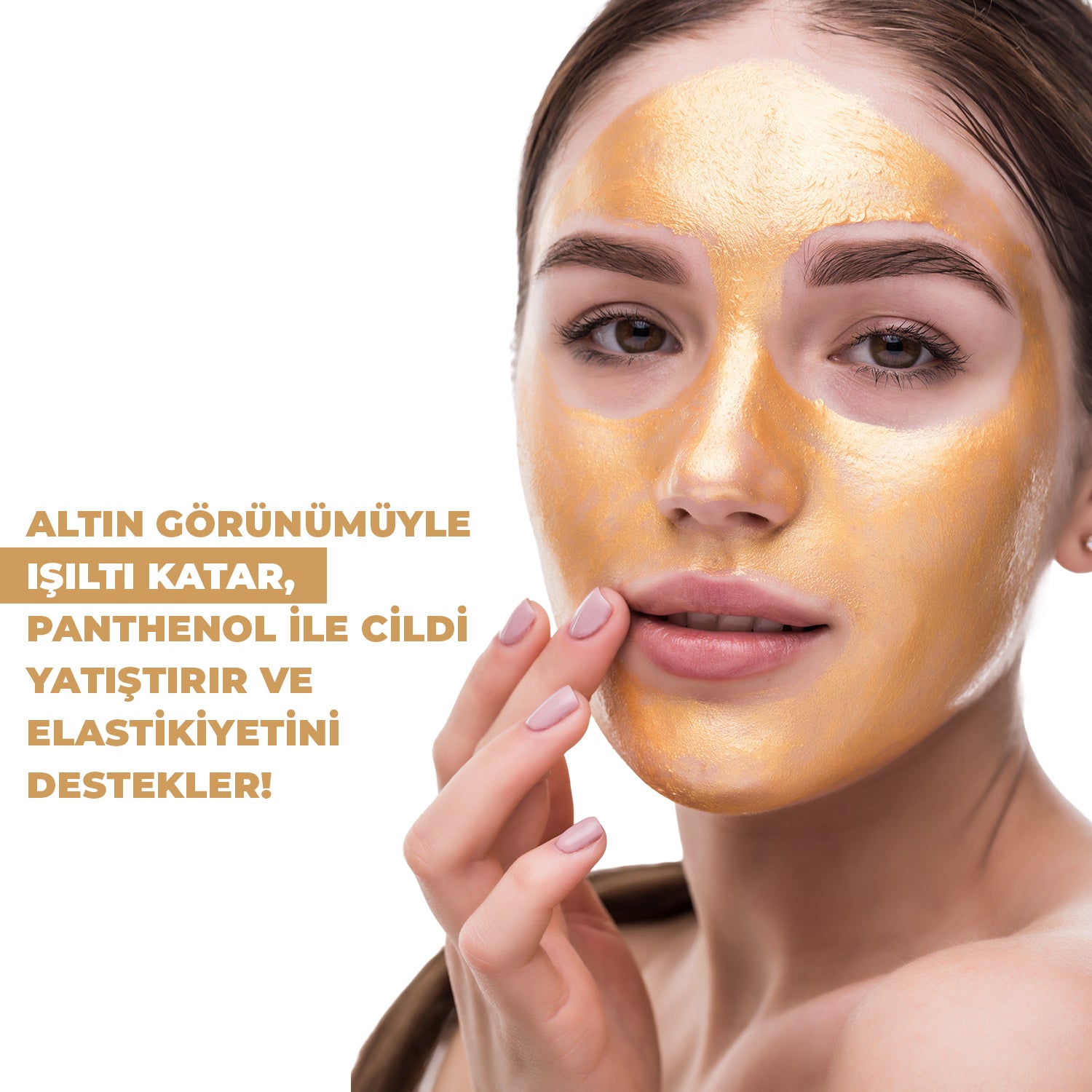 Soyulabilir altın kil maske ile cildi arındıran, ölü deriyi nazikçe uzaklaştıran ve daha parlak, pürüzsüz bir cilt görünümü kazandırmaya yardımcı olan bakım ürünü