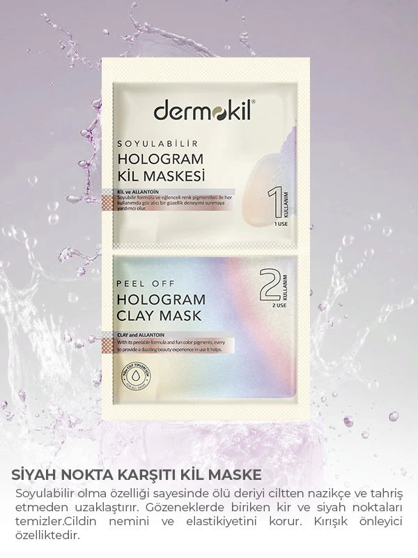 Soyulabilir hologram maske ile cildi arındıran, ölü deriyi temizleyen ve daha pürüzsüz, canlı bir cilt görünümü kazandırmaya yardımcı bakım ürünü