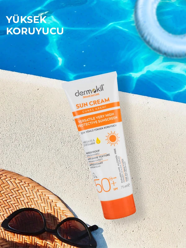 Çok yönlü SPF 50 güneş kremi ile cildi güneşin zararlı UV ışınlarına karşı koruyan, nemlendiren ve günlük kullanım için yüksek koruma sağlayan yüz ve vücut güneş koruyucu