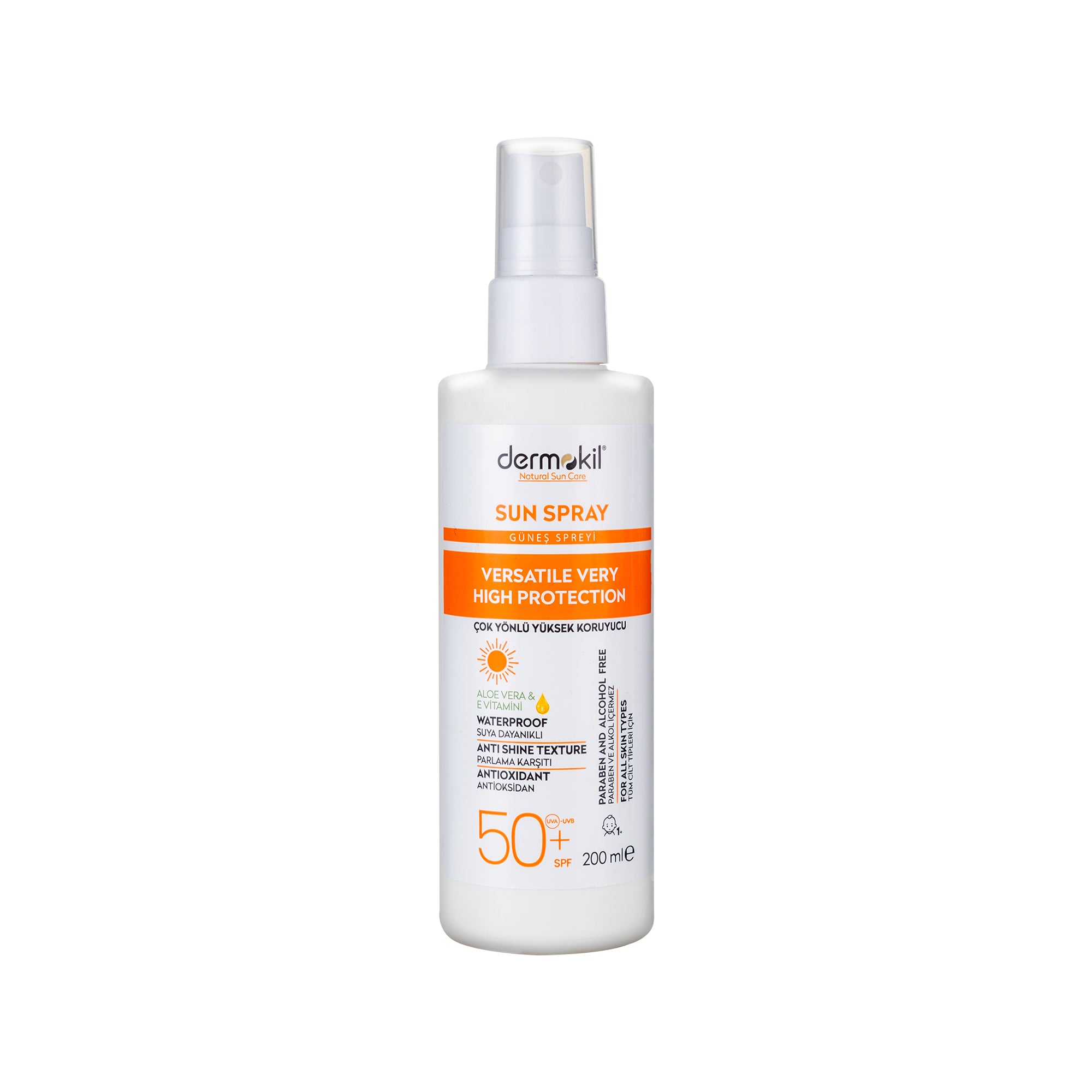 Suya Dayanıklı Parlama Karşıtı 50 SPF+ Güneş Spreyi 200 ml - Dermokil