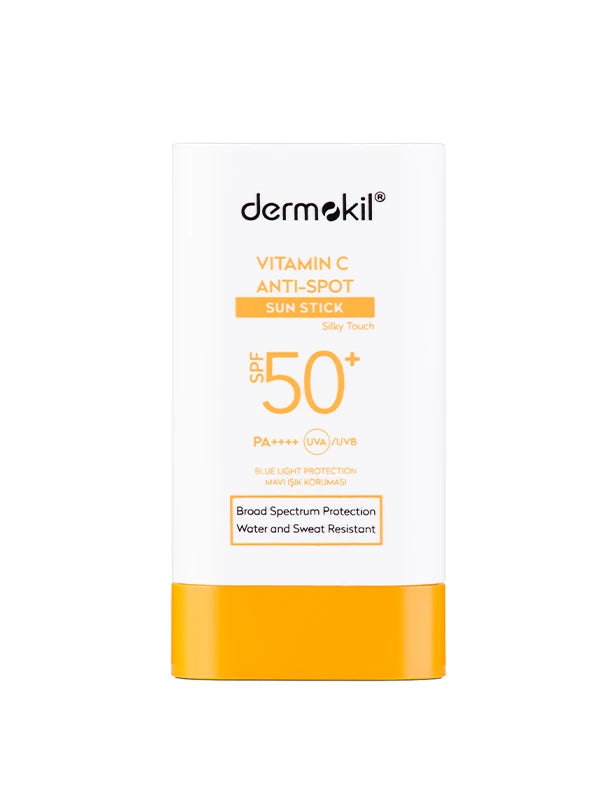 C vitamini içeren leke karşıtı stick güneş kremi SPF 50 ile cilt tonunu destekleyen, leke oluşumunu önlemeye yardımcı olan ve pratik kullanımıyla yüksek koruma sağlayan güneş koruyucu