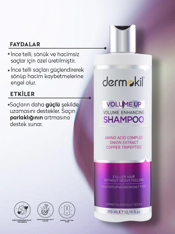 Hacim veren şampuan ile saçları nazikçe temizleyen, ince telli saçlara dolgunluk kazandıran ve daha hacimli, canlı ve sağlıklı bir saç görünümü oluşturmaya yardımcı bakım ürünü