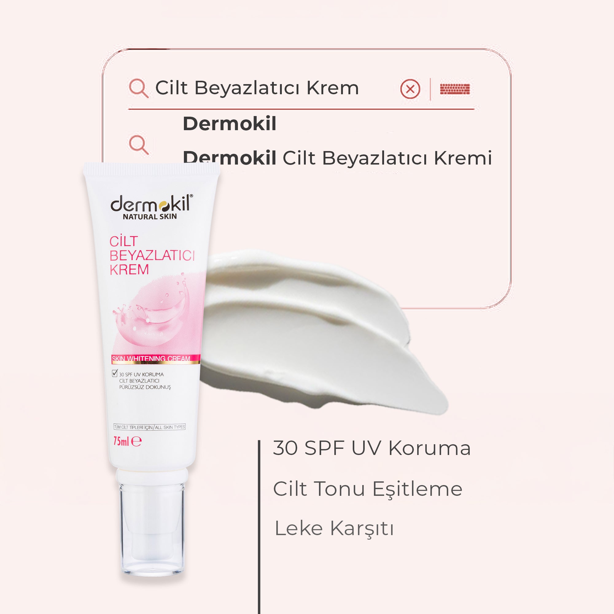 Cilt Beyazlatıcı Ton Eşitleyici SPF 30 Cilt Kremi 75 ml - Dermokil