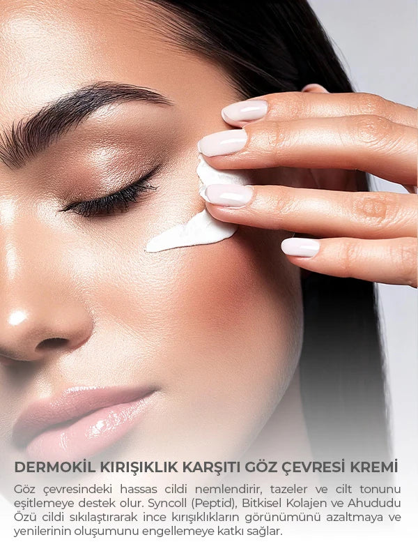 Yaşlanma karşıtı göz çevresi bakım kremi ile ince çizgilerin görünümünü azaltmaya ve daha aydınlık, dinlenmiş bir göz çevresi görünümü kazandırmaya yardımcı bakım ürünü