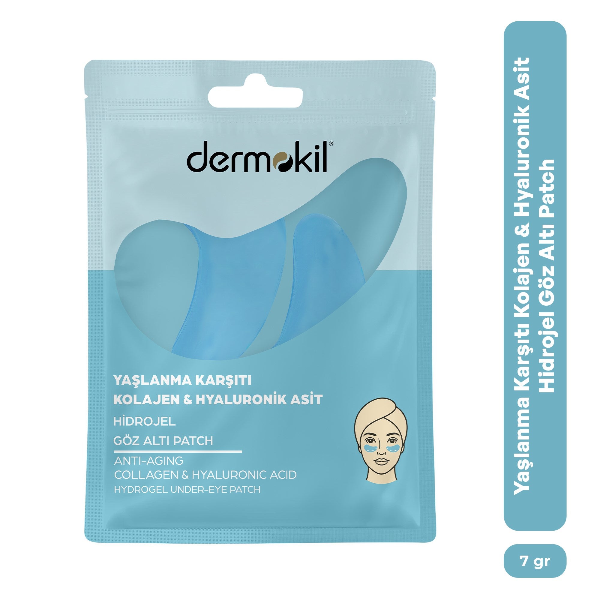 Kolajen ve hyaluronik asit içeren göz altı hidrojel patch maske ile ince çizgi görünümünü azaltmaya, göz çevresini nemlendirmeye ve daha canlı, dinlenmiş bir görünüm kazandırmaya yardımcı bakım ürünü