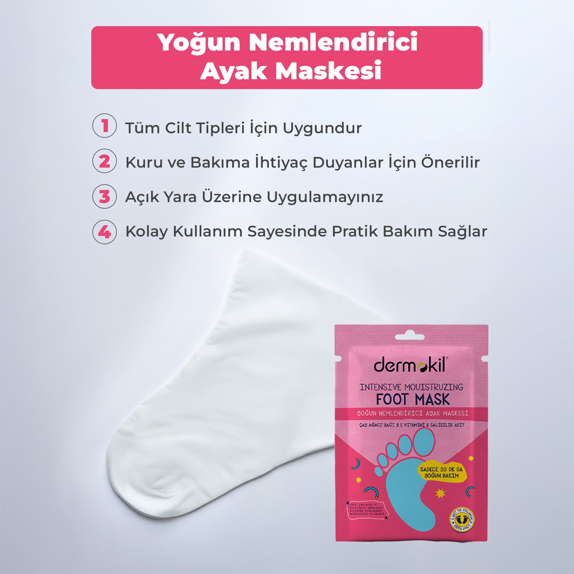 Yoğun Nemlendirici Ayak Maskesi 30 ml - Dermokil